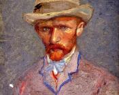 文森特 威廉 梵高 : 戴灰色毡帽的自画像